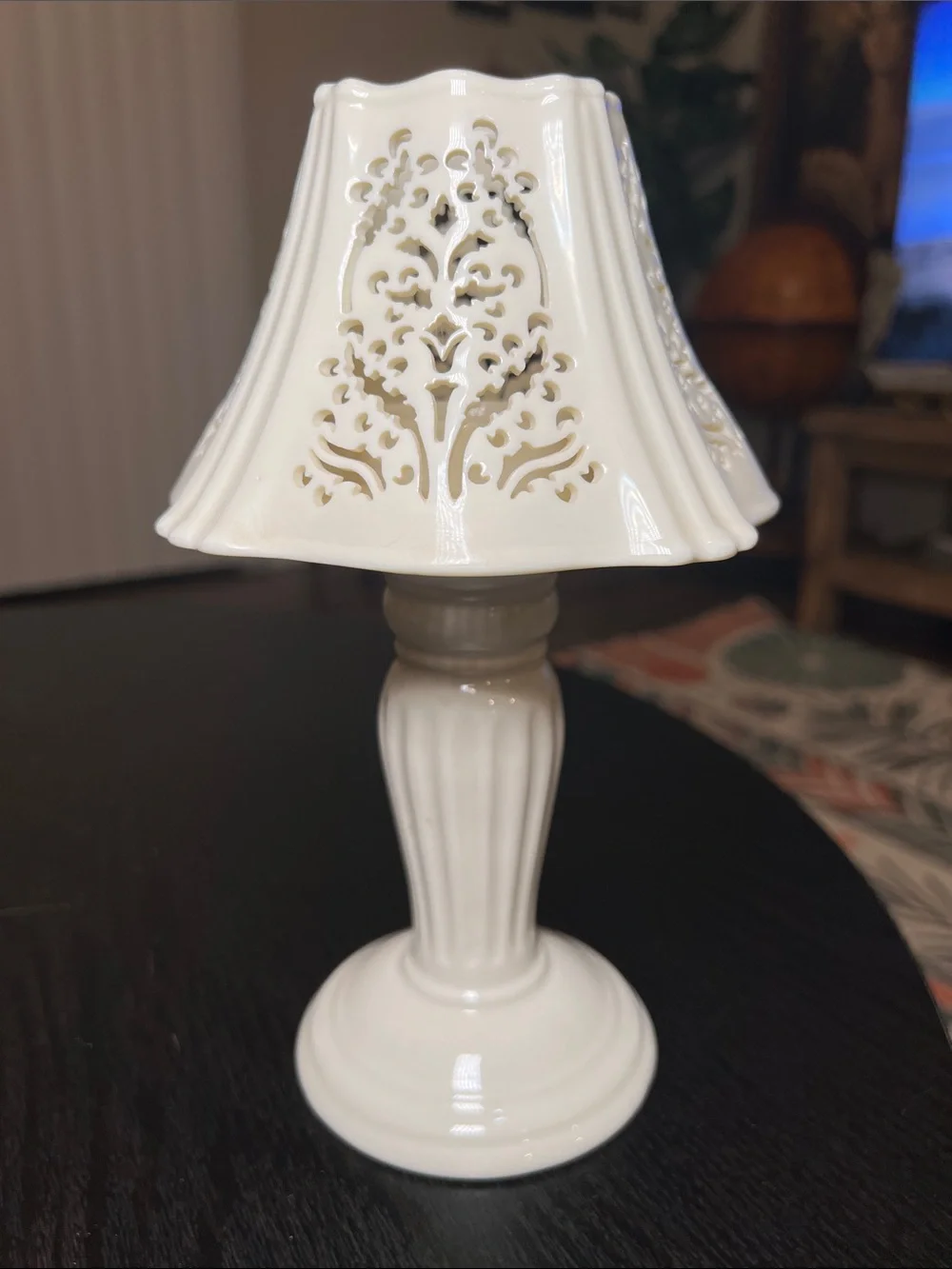 Yankee Candle Ivory Cream Ceramic Cutout Candle Holder Fairy Lamp